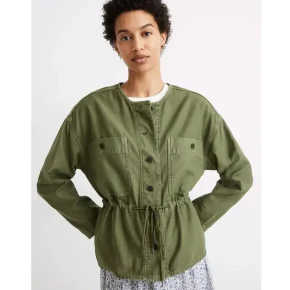 Madewell Claremont Drawstring Army Green Jacket - Picture 1 of 8